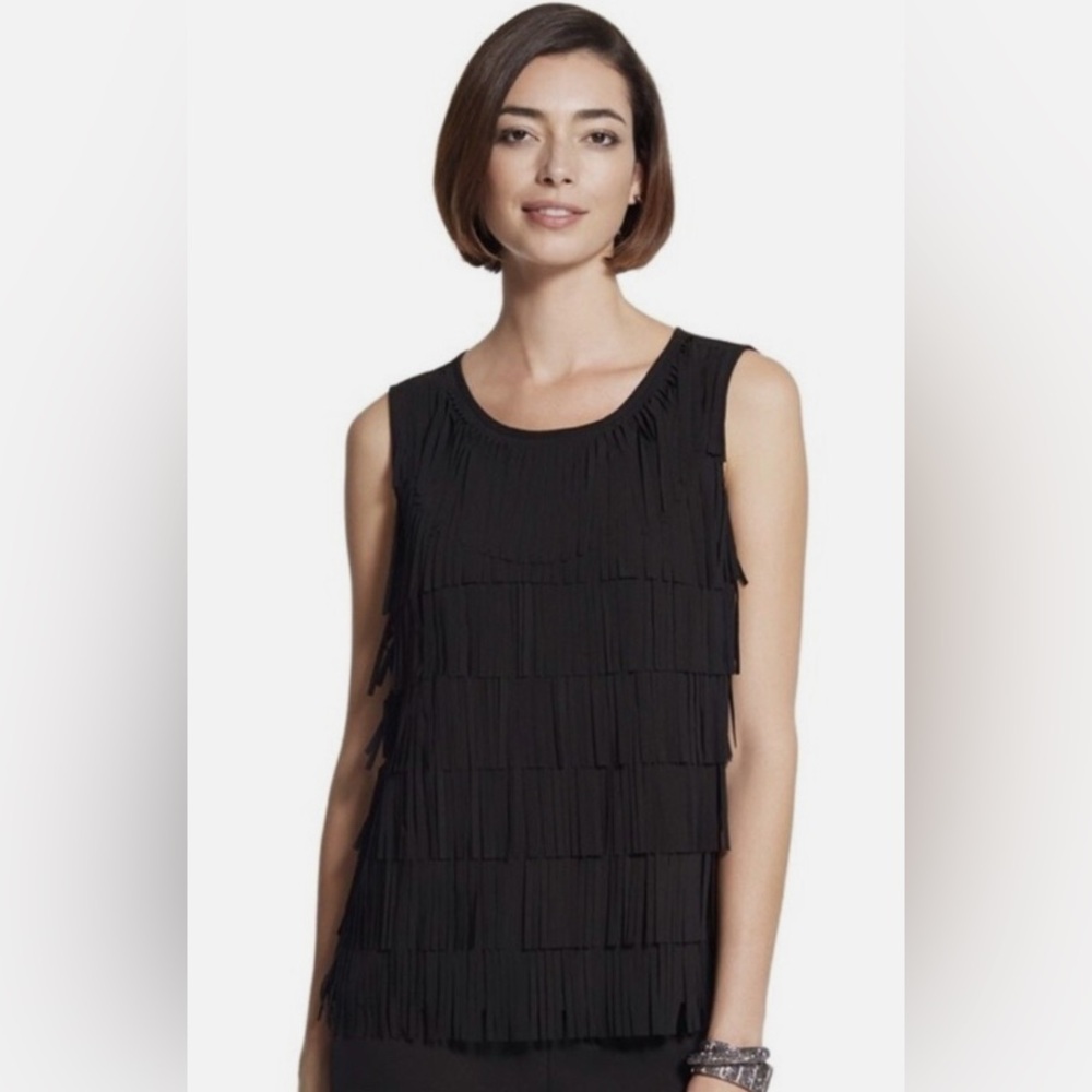 Chico’s Fringe/Black Label Fringe Tank Top Size 3
